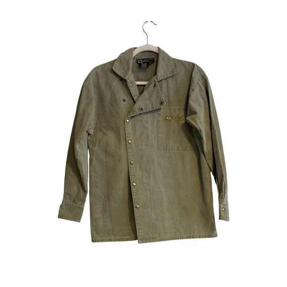 Vintage Jackets & Blazers - Vintage 90s Army Green Double Breasted Lightweight Skater Cotton Jacket Sz Small